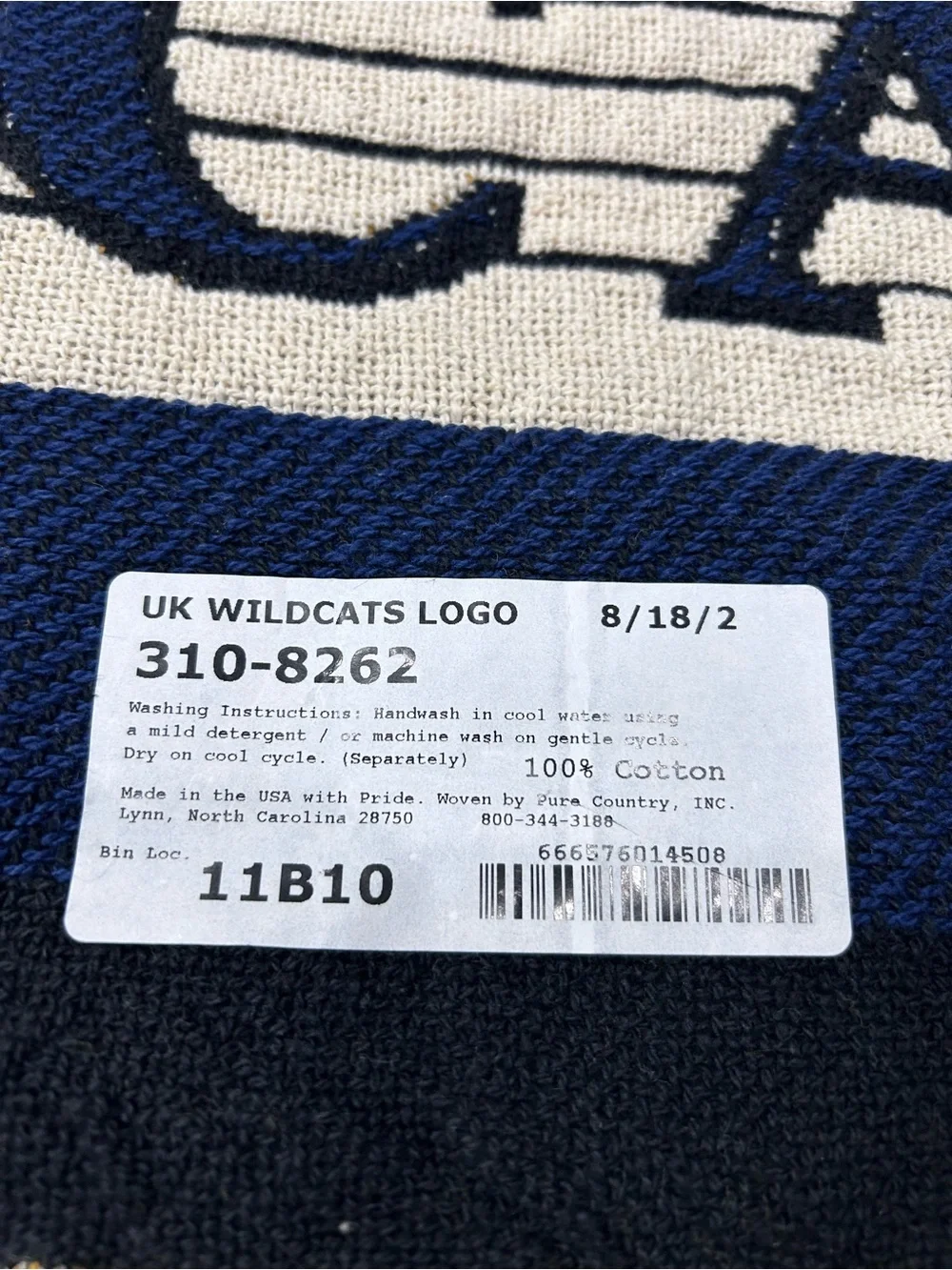 VintagePure Country Weavers Kentucky Wildcats Woven Tapestry Type Throw Blanket